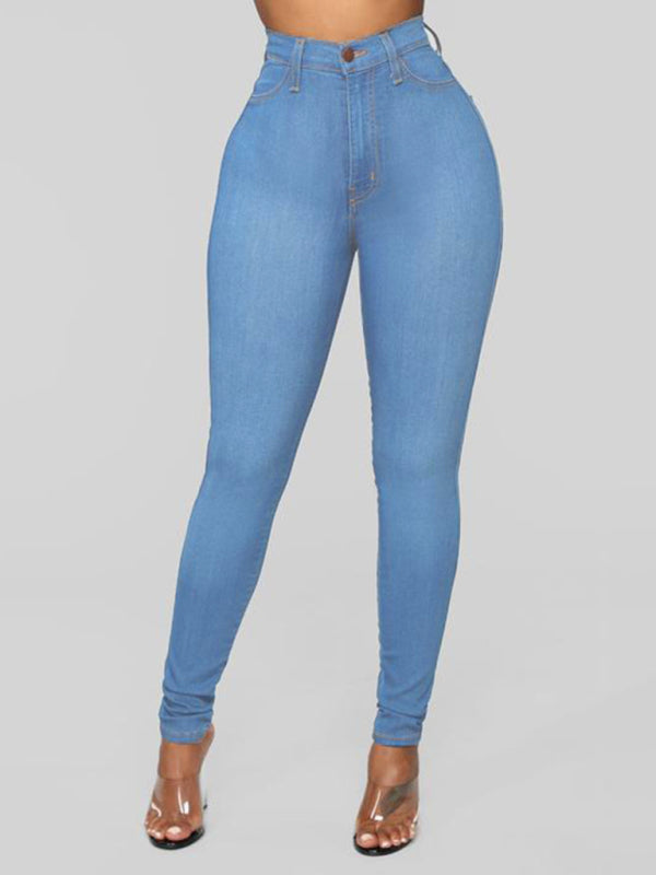Women's Solid Color Slim High Stretch Denim Pencil Pants Shello Creative Boutique