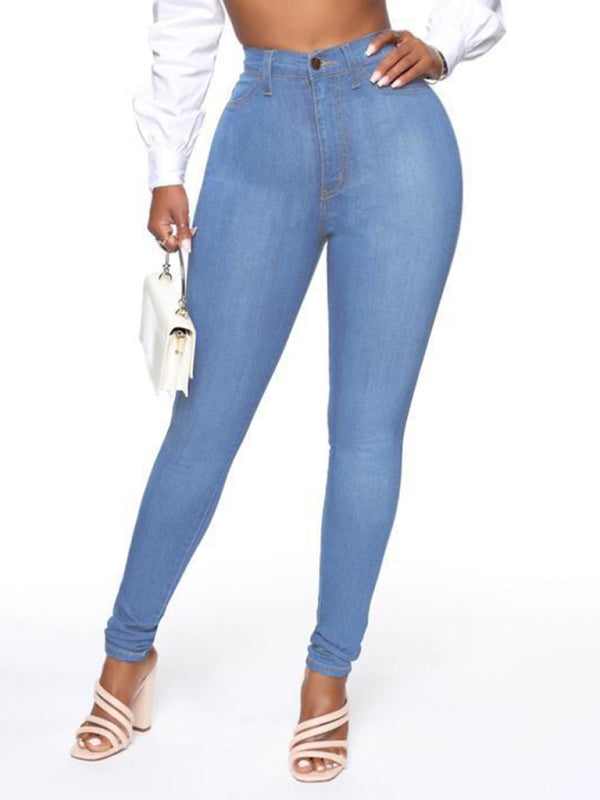 Women's Solid Color Slim High Stretch Denim Pencil Pants Shello Creative Boutique