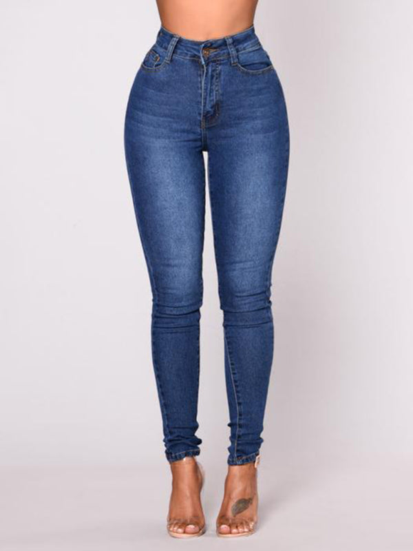 Women's Solid Color Slim High Stretch Denim Pencil Pants Shello Creative Boutique