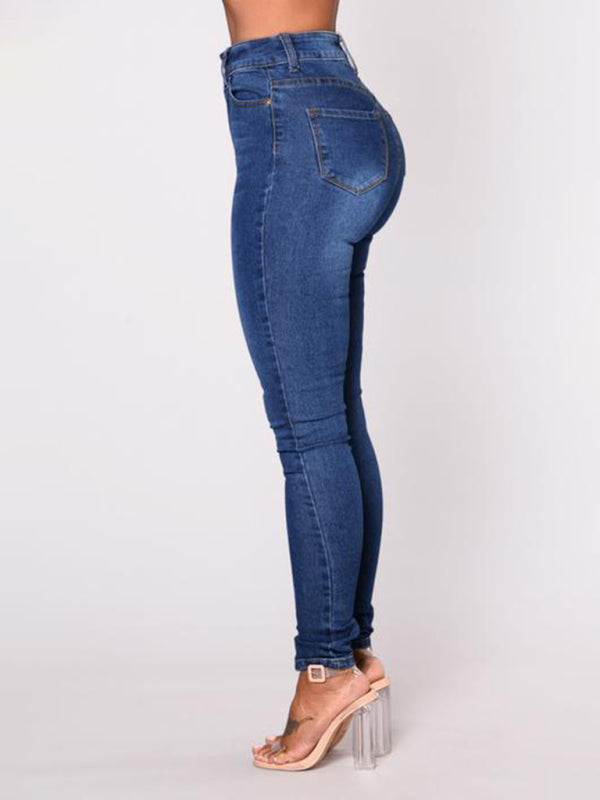 Women's Solid Color Slim High Stretch Denim Pencil Pants Shello Creative Boutique