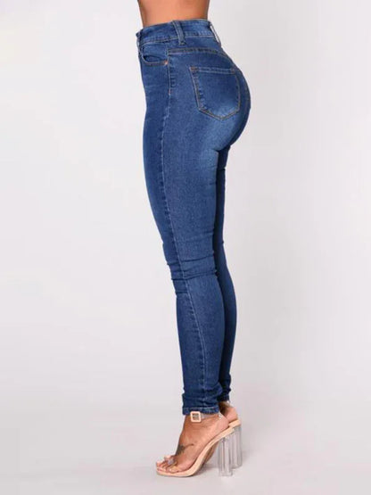 Women's Slim High Stretch Denim Pencil Pants – SleekStretch Series - Shello's Creative Boutique