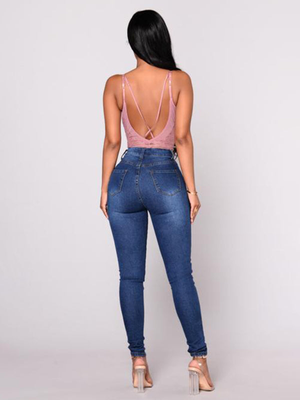Women's Solid Color Slim High Stretch Denim Pencil Pants Shello Creative Boutique