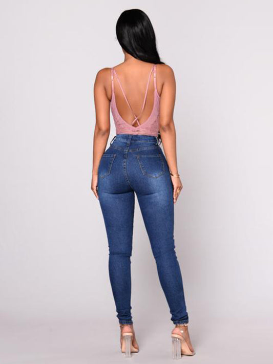 Women's Solid Color Slim High Stretch Denim Pencil Pants Shello Creative Boutique