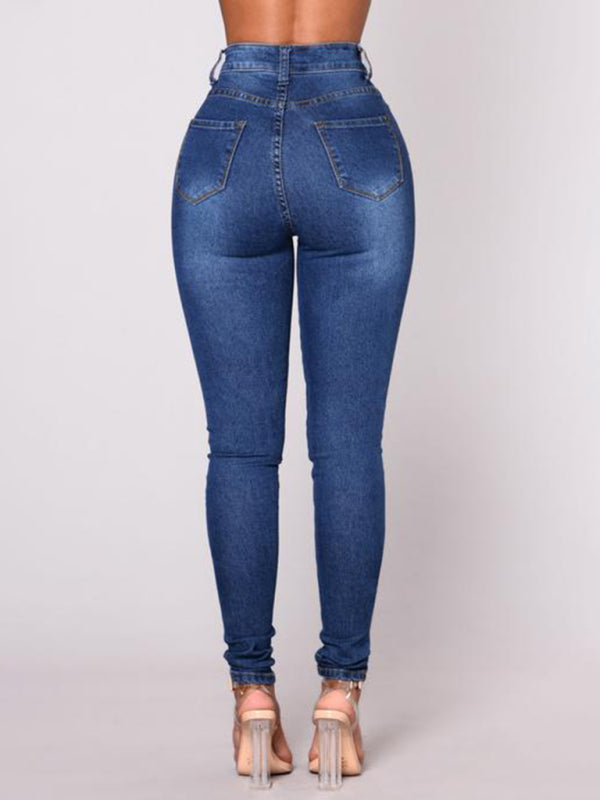 Women's Solid Color Slim High Stretch Denim Pencil Pants Shello Creative Boutique