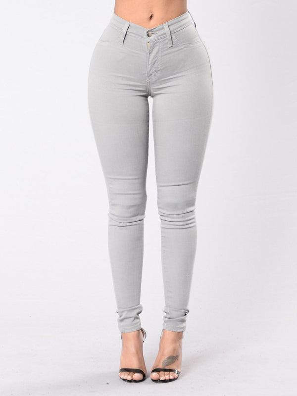 Women's Solid Color Slim High Stretch Denim Pencil Pants Shello Creative Boutique