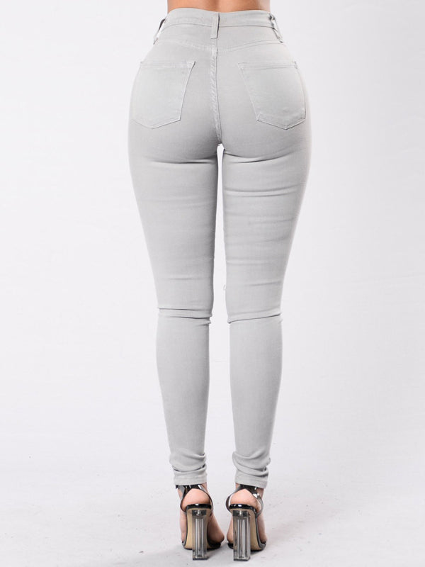 Women's Solid Color Slim High Stretch Denim Pencil Pants Shello Creative Boutique