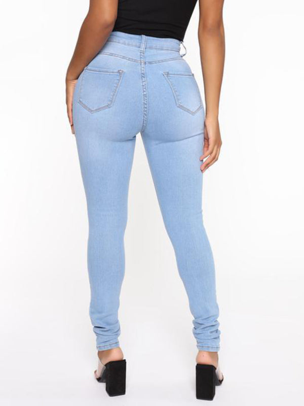 Women's Solid Color Slim High Stretch Denim Pencil Pants Shello Creative Boutique