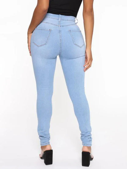Women's Slim High Stretch Denim Pencil Pants – SleekStretch Series - Shello's Creative Boutique