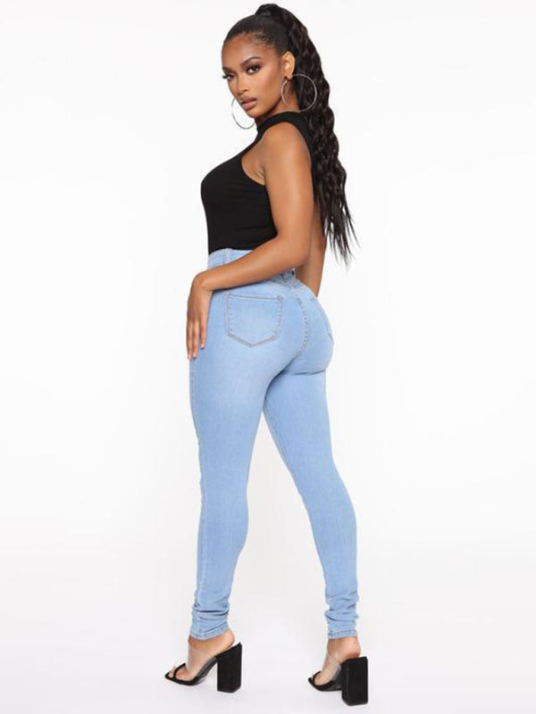 Women's Solid Color Slim High Stretch Denim Pencil Pants Shello Creative Boutique