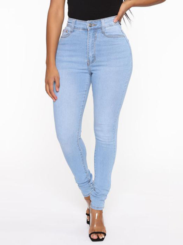 Women's Solid Color Slim High Stretch Denim Pencil Pants Shello Creative Boutique