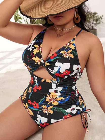 Plus Size Swimsuit - Printed Push-up Hollow One-Piece for Women - Shello's Creative Boutique