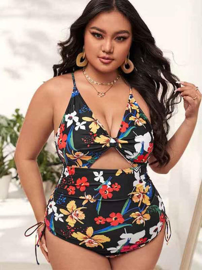 Plus Size Swimsuit - Printed Push-up Hollow One-Piece for Women - Shello's Creative Boutique