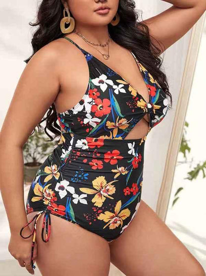 Plus Size Swimsuit - Printed Push-up Hollow One-Piece for Women - Shello's Creative Boutique