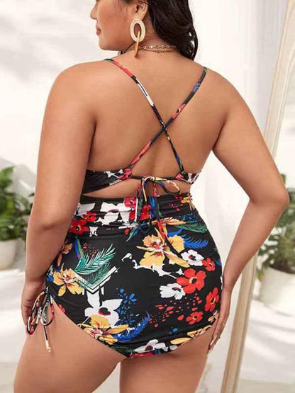 Plus Size Swimsuit - Printed Push-up Hollow One-Piece for Women - Shello's Creative Boutique