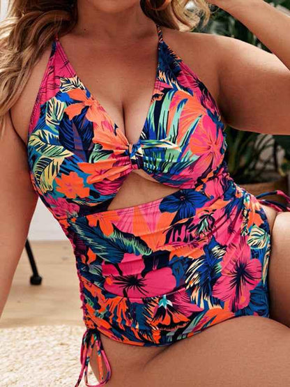 Plus Size Swimsuit - Printed Push-up Hollow One-Piece for Women - Shello's Creative Boutique