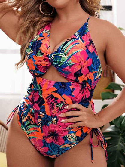 Plus Size Swimsuit - Printed Push-up Hollow One-Piece for Women - Shello's Creative Boutique