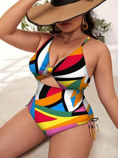 Plus Size Swimsuit - Printed Push-up Hollow One-Piece for Women - Shello's Creative Boutique