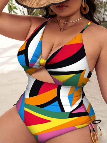 Plus Size Swimsuit - Printed Push-up Hollow One-Piece for Women - Shello's Creative Boutique
