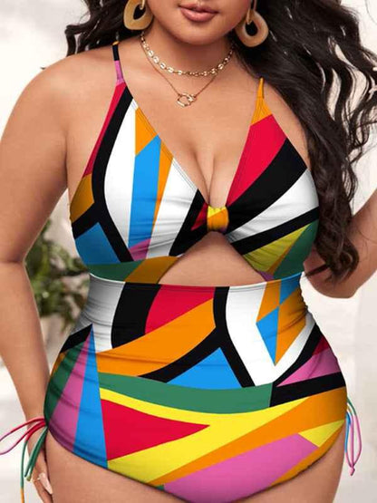 Plus Size Swimsuit - Printed Push-up Hollow One-Piece for Women - Shello's Creative Boutique