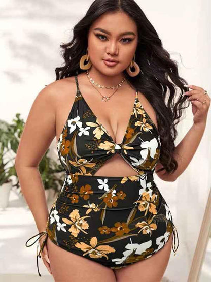 Plus Size Swimsuit - Printed Push-up Hollow One-Piece for Women - Shello's Creative Boutique
