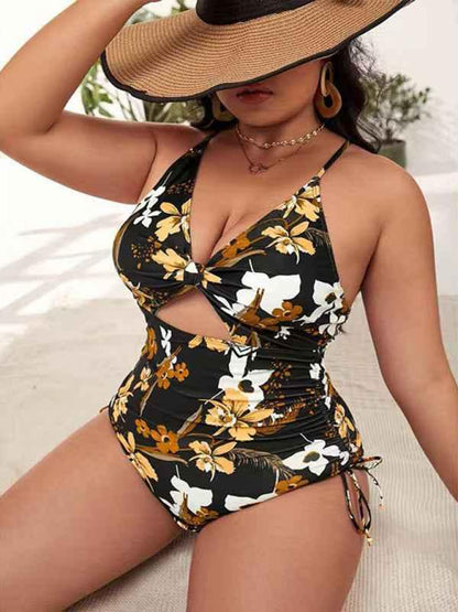 Plus Size Swimsuit - Printed Push-up Hollow One-Piece for Women - Shello's Creative Boutique