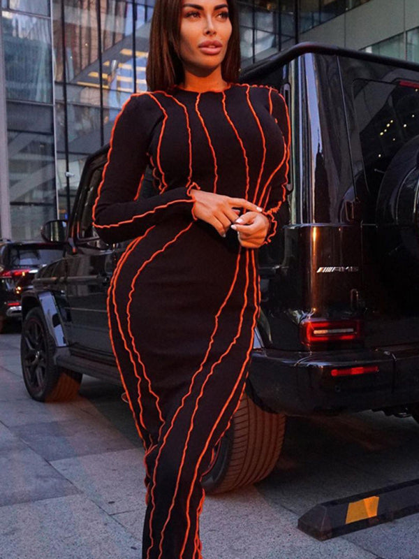 Chic Bodycon Long Sleeve Midi Dress Shello's Creative Boutique