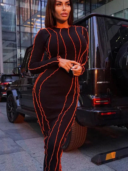 Chic Bodycon Long Sleeve Midi Dress - Shello's Creative Boutique