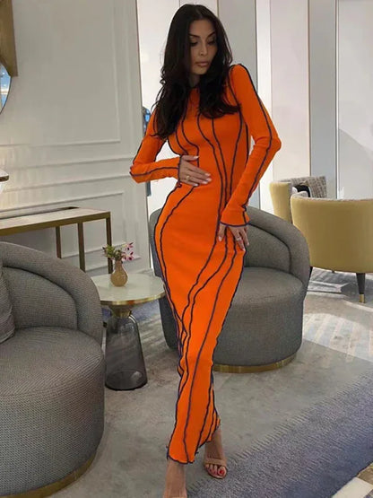 Chic Bodycon Long Sleeve Midi Dress - Shello's Creative Boutique