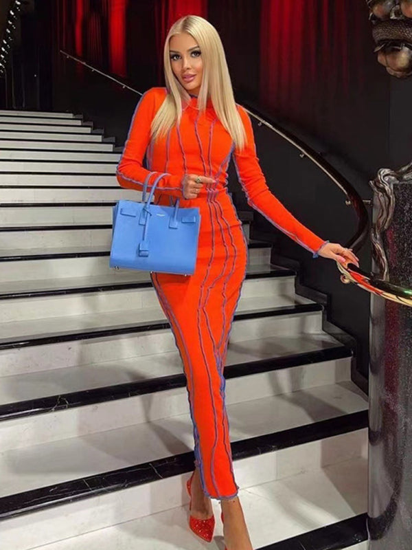 Chic Bodycon Long Sleeve Midi Dress Shello's Creative Boutique