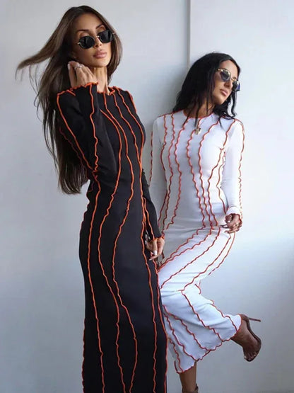 Chic Bodycon Long Sleeve Midi Dress - Shello's Creative Boutique