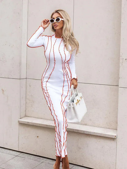 Chic Bodycon Long Sleeve Midi Dress - Shello's Creative Boutique