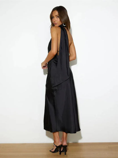Women's Satin Slit Dress for Sexy and Graceful Elegance - Shello's Creative Boutique