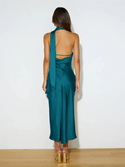 Women's Satin Slit Dress for Sexy and Graceful Elegance - Shello's Creative Boutique