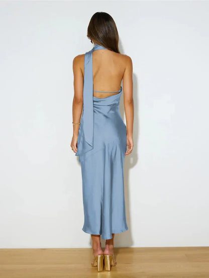 Women's Satin Slit Dress for Sexy and Graceful Elegance - Shello's Creative Boutique