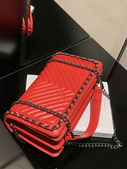 Embroidered Square Bag - Portable Small Chain Bag for Elegant Versatility - Shello's Creative Boutique