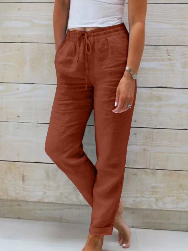 Women's Elastic Waist Solid Color Wide Leg Pants Loose Trousers Shello's Creative Boutique