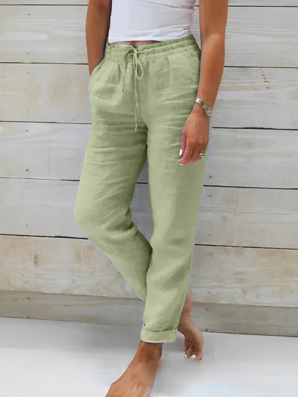 Women's Elastic Waist Solid Color Wide Leg Pants Loose Trousers Shello's Creative Boutique