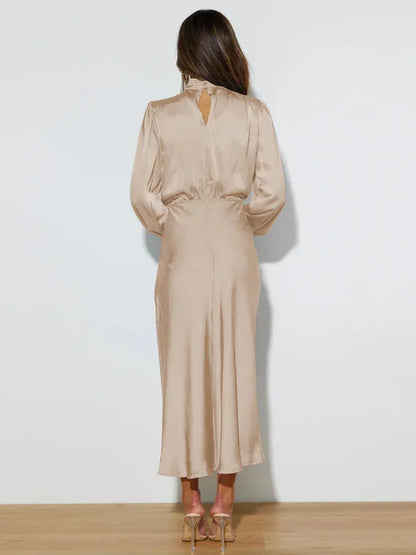 Elegant Women's Satin Long Sleeve Loose Dress – Timeless Grace Meets Effortless Comfort - Shello's Creative Boutique