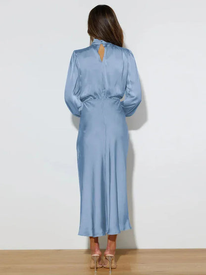 Elegant Women's Satin Long Sleeve Loose Dress – Timeless Grace Meets Effortless Comfort - Shello's Creative Boutique