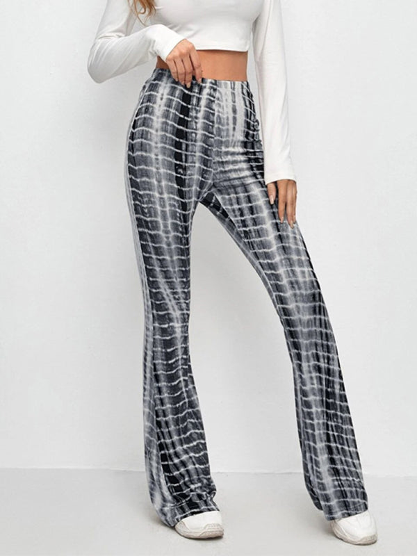 Printed Slim Hip Lift Stretch Casual Flared Trousers Shello's Creative Boutique