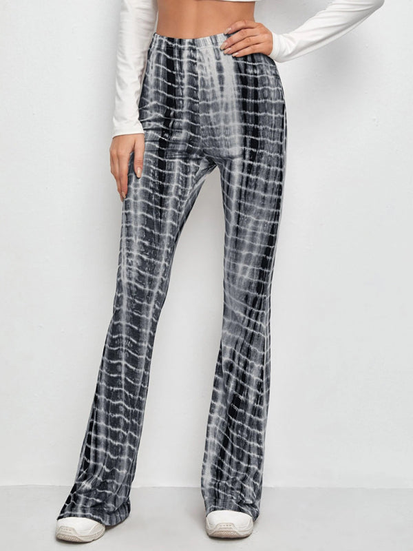 Printed Slim Hip Lift Stretch Casual Flared Trousers Shello's Creative Boutique