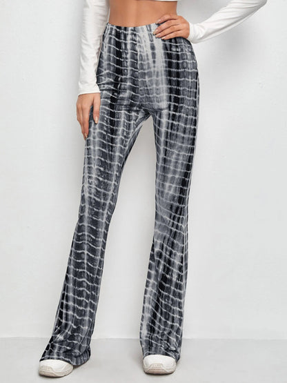 Printed Slim Hip Lift Stretch Casual Flared Trousers Shello's Creative Boutique