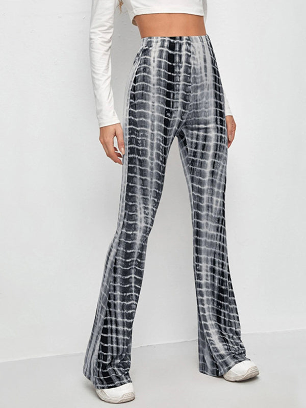 Printed Slim Hip Lift Stretch Casual Flared Trousers Shello's Creative Boutique