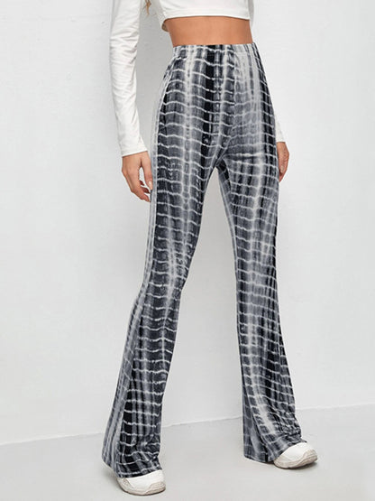 Printed Slim Hip Lift Stretch Casual Flared Trousers Shello's Creative Boutique