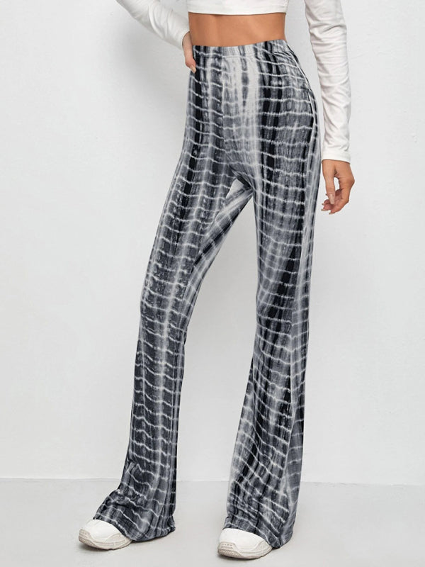 Printed Slim Hip Lift Stretch Casual Flared Trousers Shello's Creative Boutique