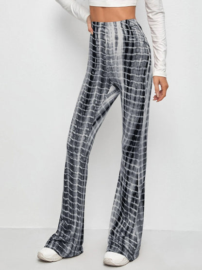 Printed Slim Hip Lift Stretch Casual Flared Trousers Shello's Creative Boutique