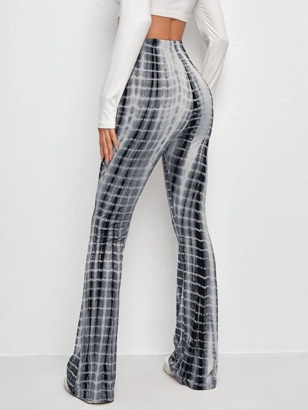 Printed Slim Hip Lift Stretch Casual Flared Trousers Shello's Creative Boutique