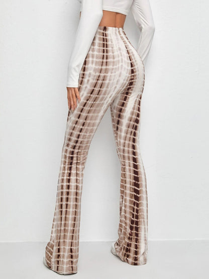 Printed Slim Hip Lift Stretch Casual Flared Trousers Shello's Creative Boutique