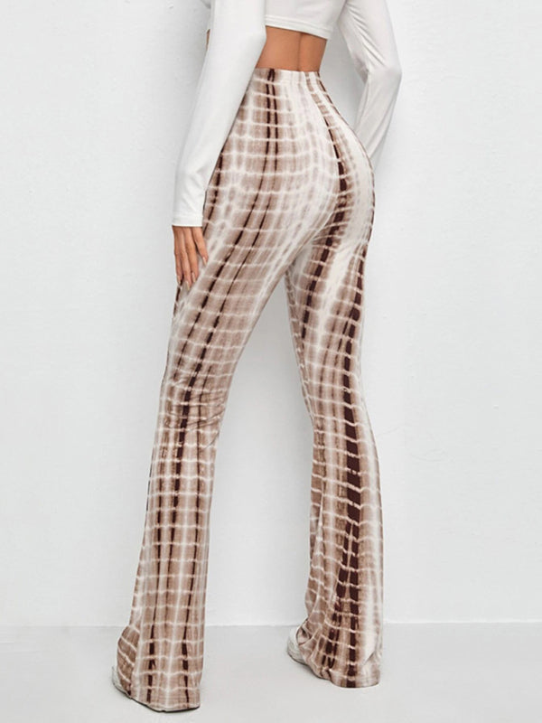 Printed Slim Hip Lift Stretch Casual Flared Trousers Shello's Creative Boutique