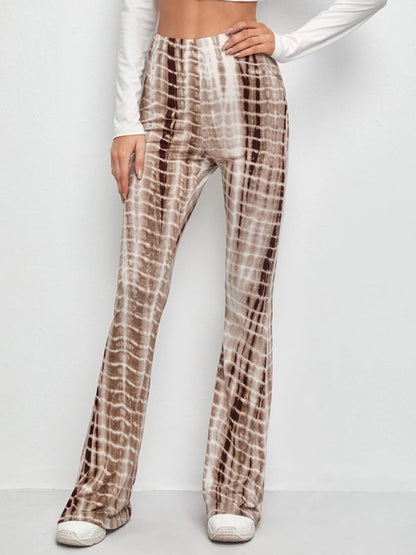 Printed Slim Hip Lift Stretch Casual Flared Trousers Shello's Creative Boutique